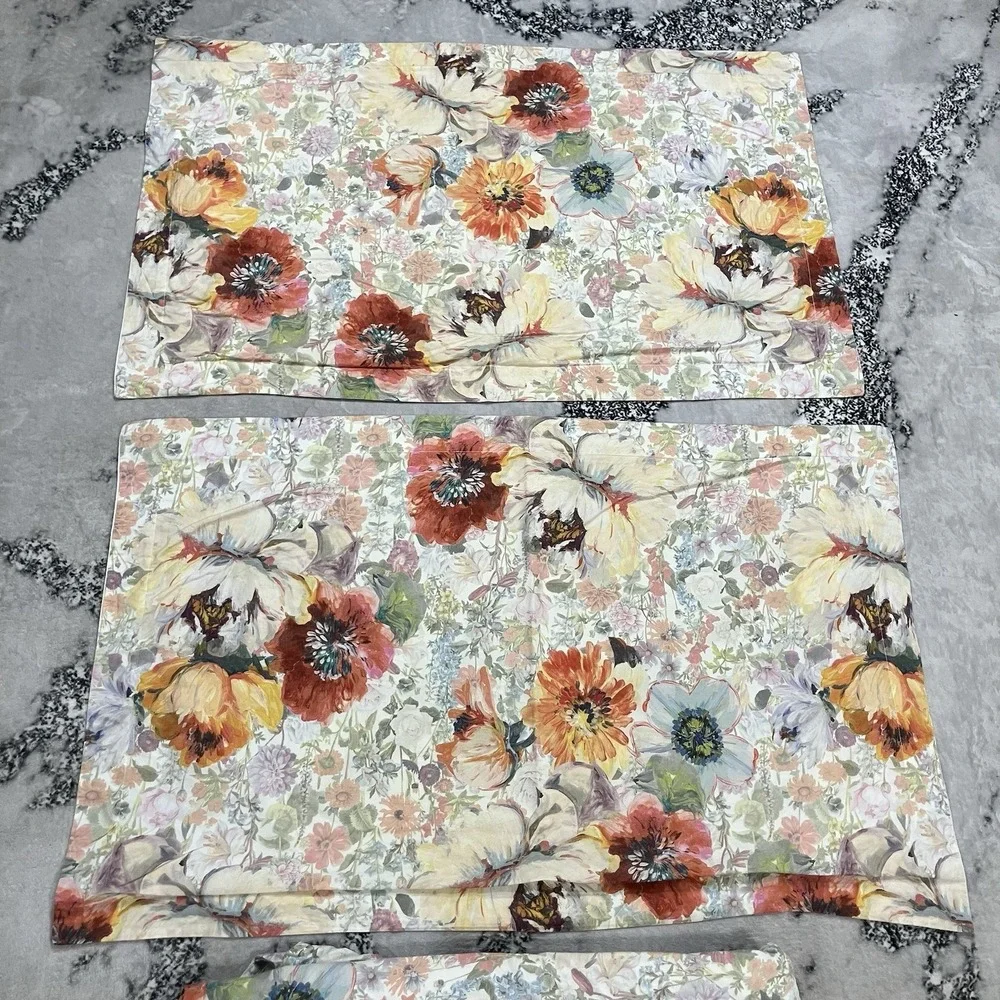 Pottery Barn Cotton Floral Duvet Cover Set King / California King 2 Pillow Shams